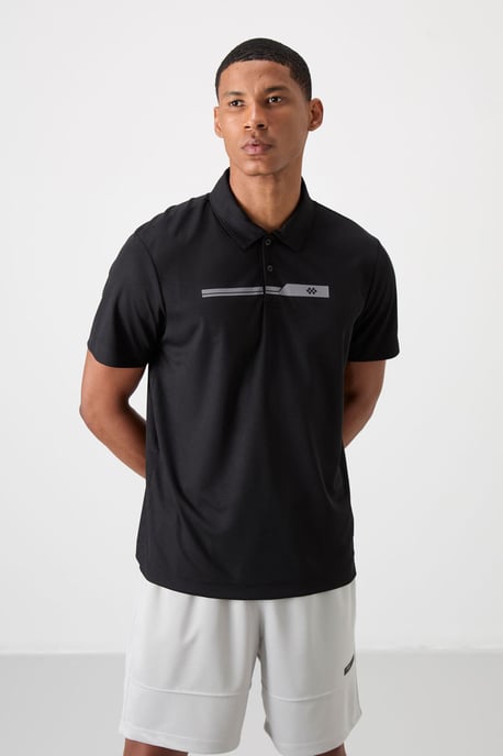 Herr T-shirt med krage och knappar - Image 3