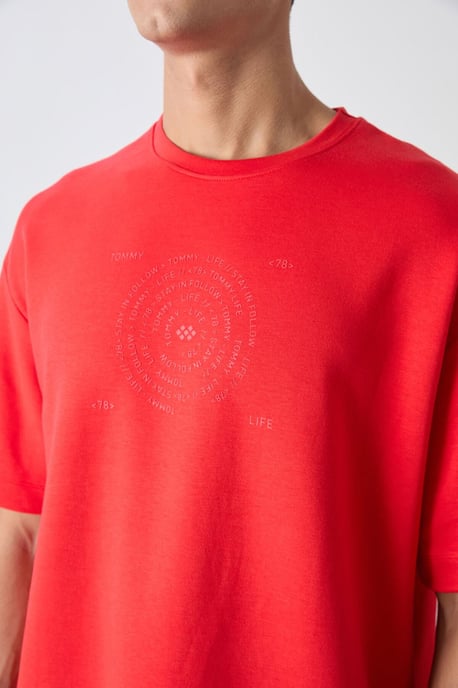 Överdimensionerad T-shirt med rund hals i bomullsblandning - Image 3