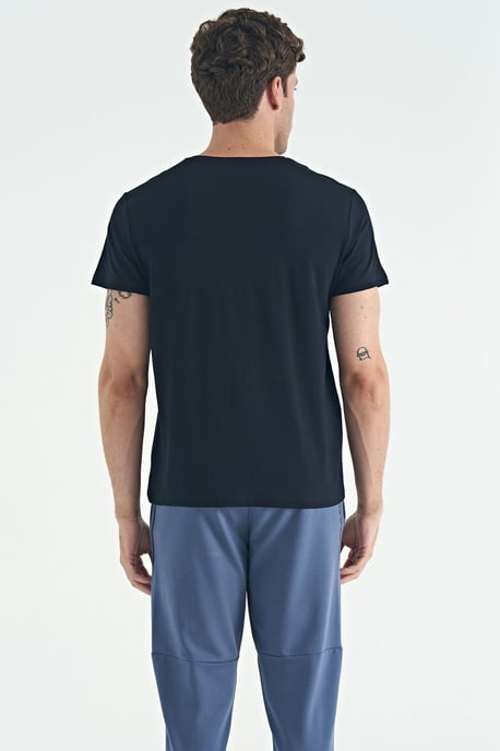 Herr T-shirt med rund hals i bomull och elastan - Image 4