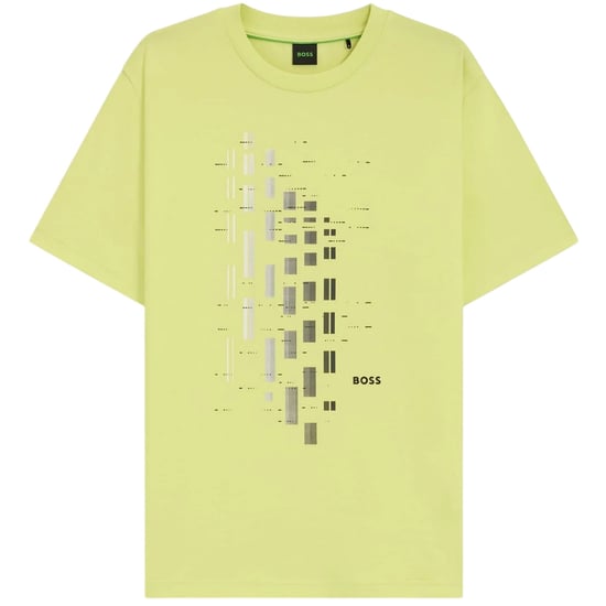 Boss T-shirt för män, geometriskt mönster, stretch, normal passform (Grön) - Image 2