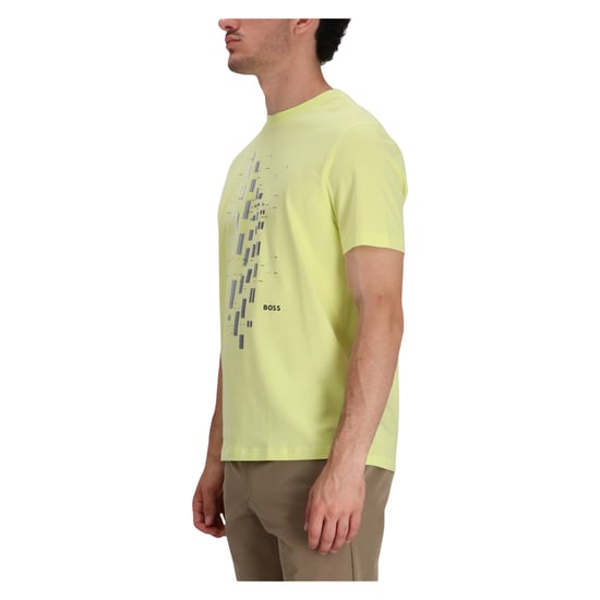Boss T-shirt för män, geometriskt mönster, stretch, normal passform (Grön) - Image 4