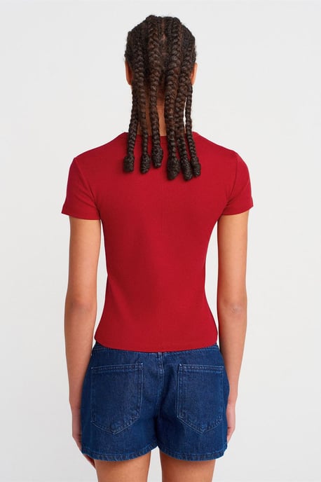 Slim Fit Katoenen V-Hals T-Shirt - Image 2
