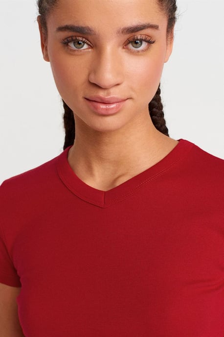 Slim Fit Katoenen V-Hals T-Shirt - Image 3