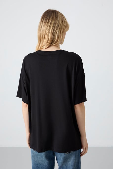 Oversized Katoen-Modal Rundhals T-shirt - Image 6