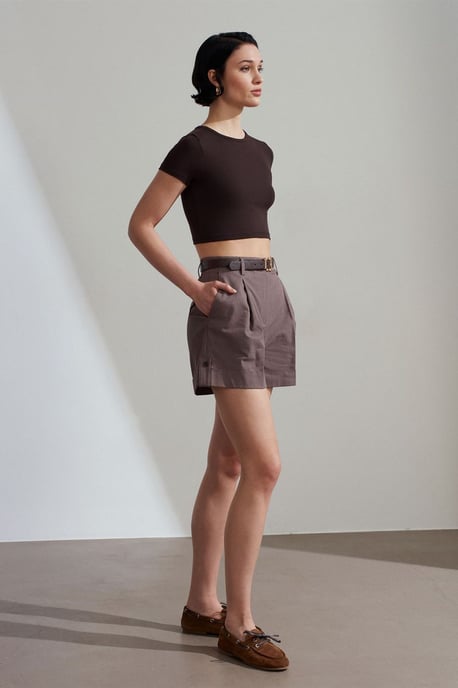 Dames Crop Slim-Fit Crew Neck T-Shirt - Image 4