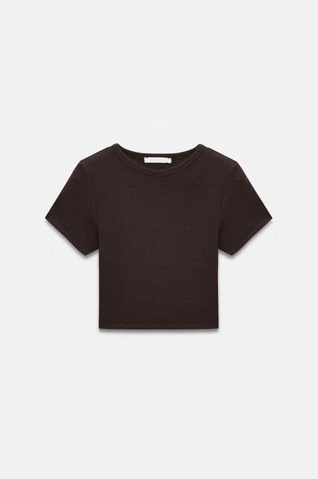 Dames Crop Slim-Fit Crew Neck T-Shirt - Image 5