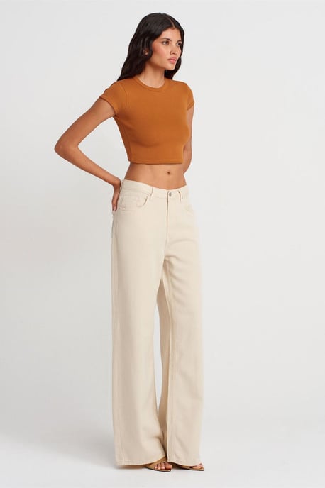 Dames Slim Fit Korte Crop Crew Neck T-Shirt - Image 4