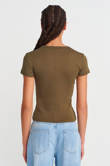 Slim Fit Katoenen V-hals T-shirt - Image 2