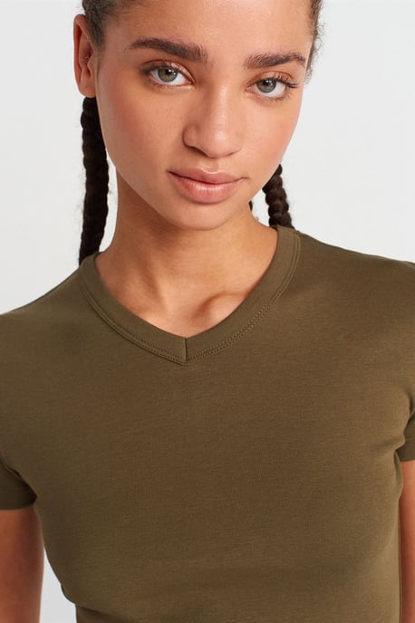 Slim Fit Katoenen V-hals T-shirt - Image 3