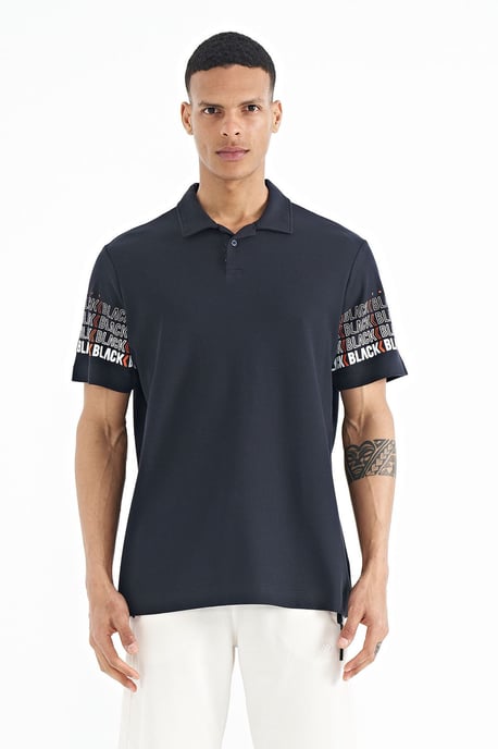 Heren Katoenen Polo Kraag Bedrukt T-Shirt - Image 1