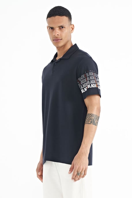 Heren Katoenen Polo Kraag Bedrukt T-Shirt - Image 4