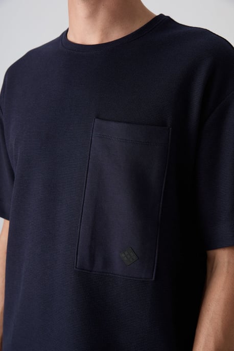 Överdimensionerad T-shirt med rund hals i bomullsblandning och ficka - Image 3
