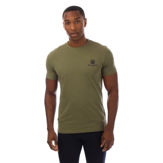 Aquascutum Heren London Borstlogo Crew Neck T-Shirt (Groen/Marineblauw) - Image 1