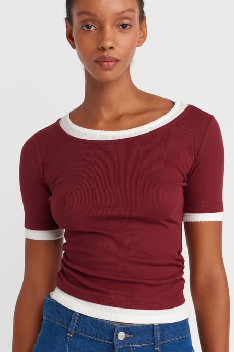 Women's Crop Slim-Fit Crew Neck T-Shirt - Image 3
