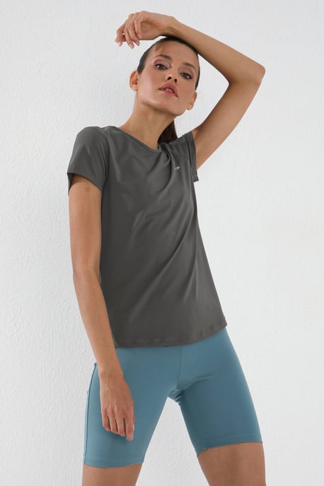 Dames Effen Korte Mouwen Rondhals T-Shirt - Image 2