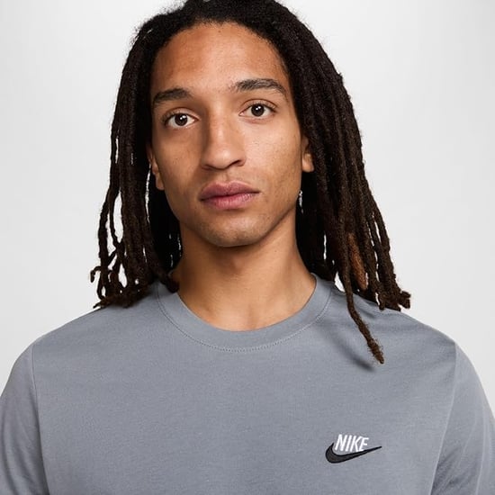 Nike Grey White Sportswear Club T Shirt - Image 4