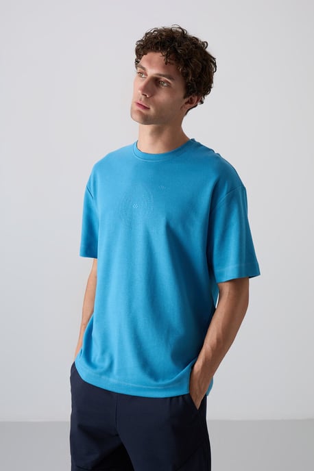 Överdimensionerad T-shirt i bomullsblandning med rund hals - Image 3