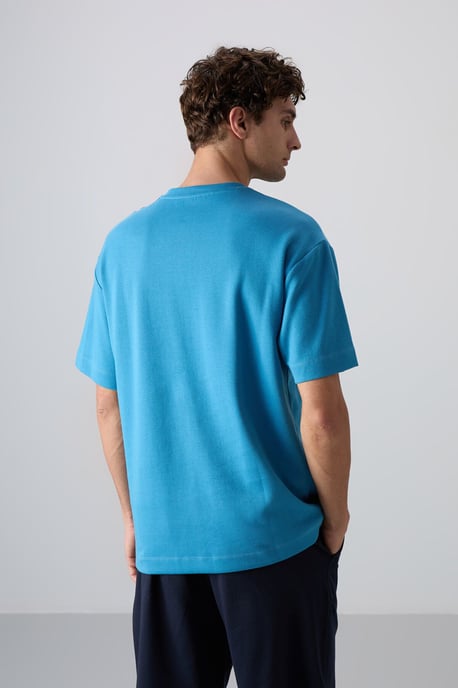 Överdimensionerad T-shirt i bomullsblandning med rund hals - Image 5