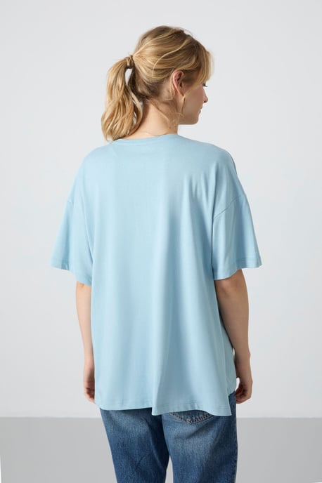 Overmaatse Katoen-Modal Ronde Hals T-Shirt - Image 6