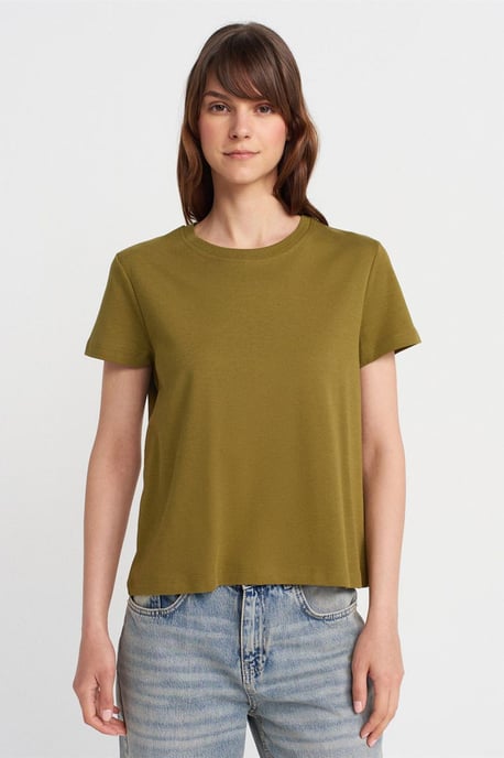 Women's Cotton Ribbed Crew Neck T-Shirt - Image 1