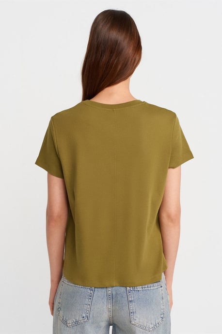 Women's Cotton Ribbed Crew Neck T-Shirt - Image 2