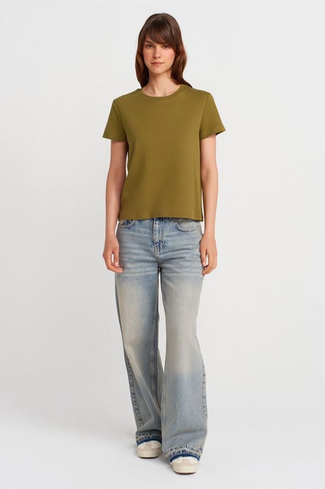 Women's Cotton Ribbed Crew Neck T-Shirt - Image 3