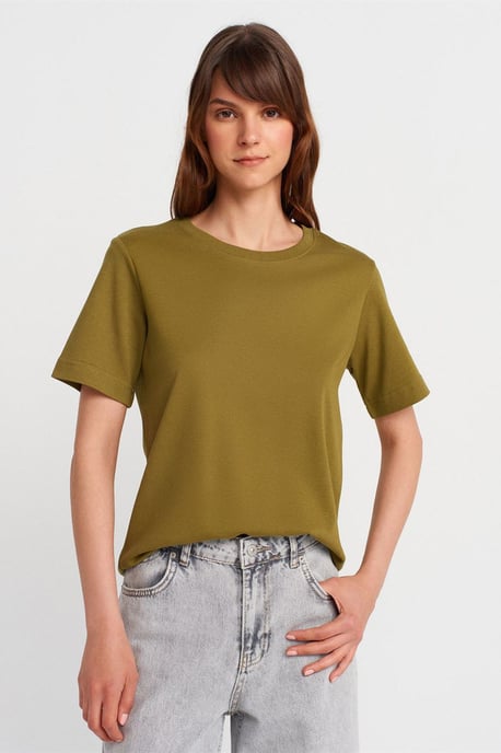 Women's Cotton Ribbed Crew Neck T-Shirt - Image 4