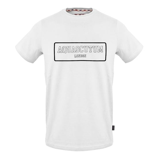Aquascutum Unisex Adult Lettering Print Crew Neck T-Shirt (White) - Image 1