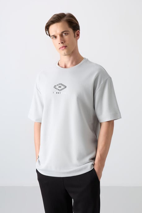 Överdimensionerad T-shirt i bomullsblandning med logotyp - Image 1