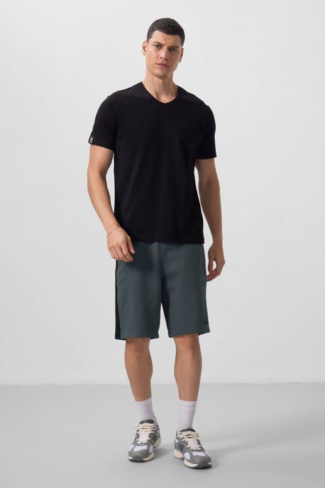 Heren Katoen Elastaan V-Hals T-Shirt - Image 3