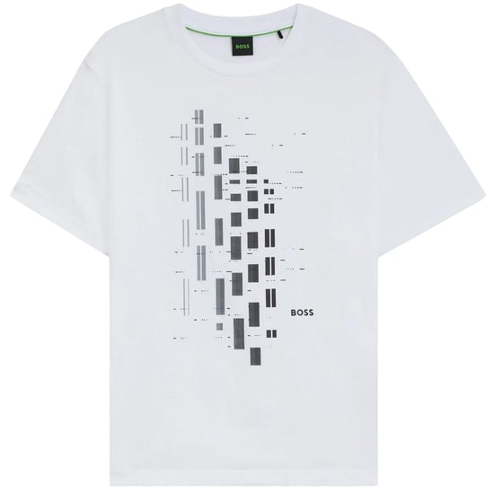 Boss T-shirt för män, geometriskt mönster, stretch, normal passform (Vit) - Image 2