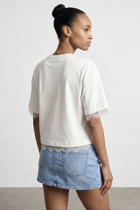 Kvinnors T-shirt med rund hals i bomull och elastan - Image 2