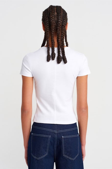 Slim Fit Katoenen V-hals T-shirt - Image 2