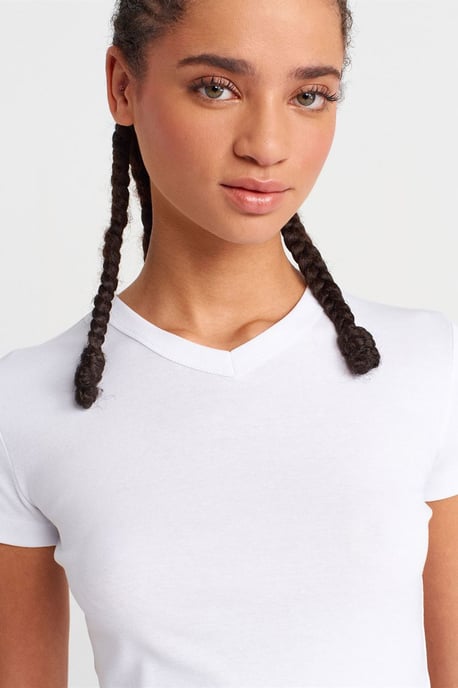 Slim Fit Katoenen V-hals T-shirt - Image 3