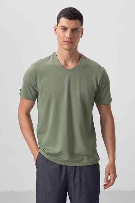 Heren V-hals Korte Mouwen T-Shirt - Image 2
