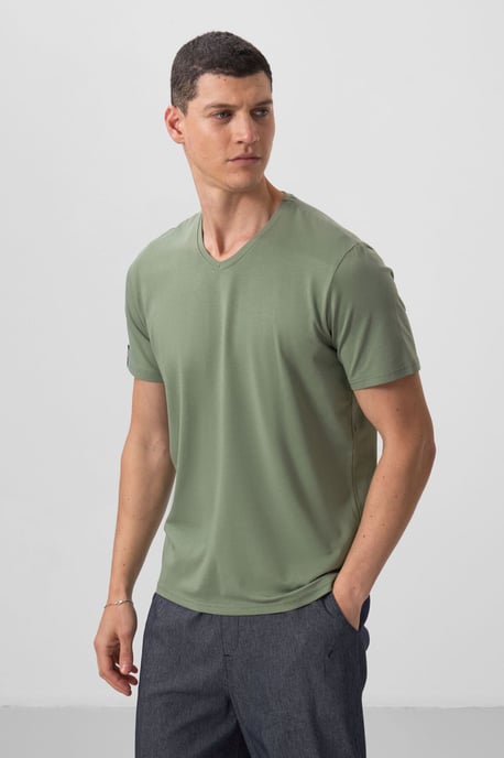 Heren V-hals Korte Mouwen T-Shirt - Image 5