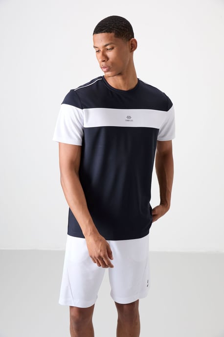 Herrars färgblock crew neck t-shirt - Image 1