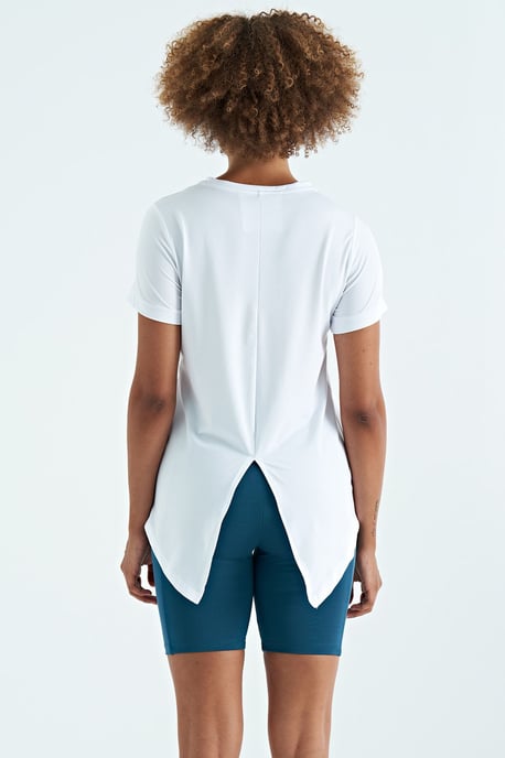 Kvinnors avslappnad crewneck T-shirt med sidofickor - Image 4