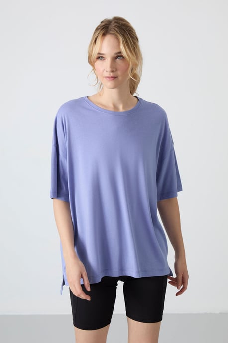 Overmaatse Katoen-Modal Crew Neck T-Shirt - Image 1
