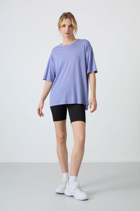 Overmaatse Katoen-Modal Crew Neck T-Shirt - Image 2