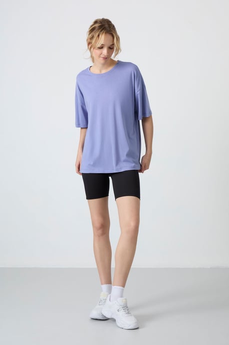 Overmaatse Katoen-Modal Crew Neck T-Shirt - Image 6