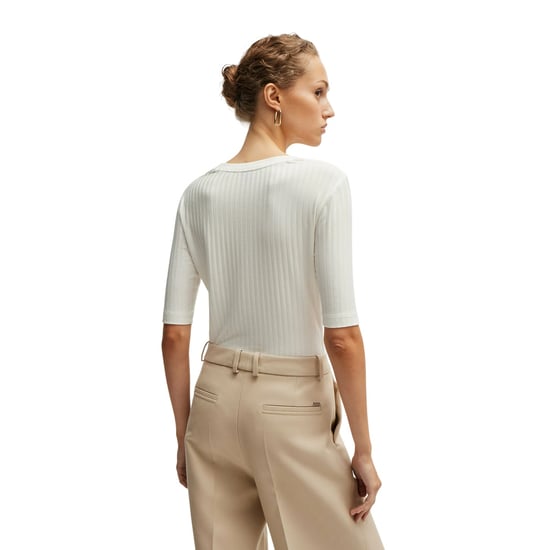 Boss Womens/Ladies Effilie Ribbed T-Shirt (White) - Image 2