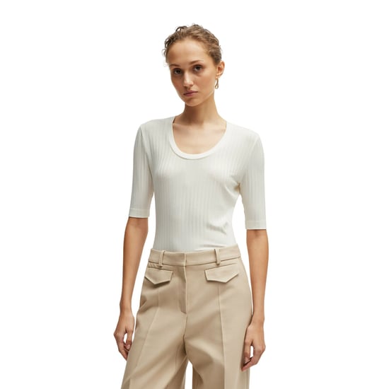 Boss Womens/Ladies Effilie Ribbed T-Shirt (White) - Image 4