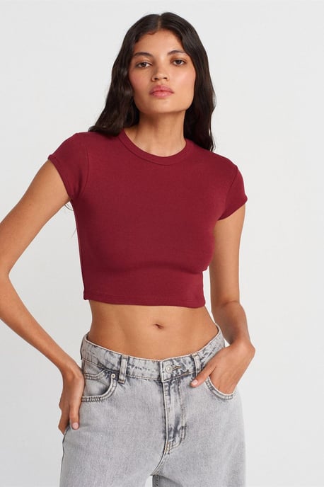 Dames Slim Fit Crop Crewneck T-shirt - Image 1