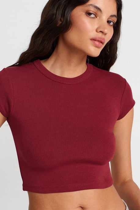 Dames Slim Fit Crop Crewneck T-shirt - Image 3