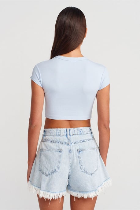 Dames Slim Fit Crop Crew Neck T-shirt - Image 2