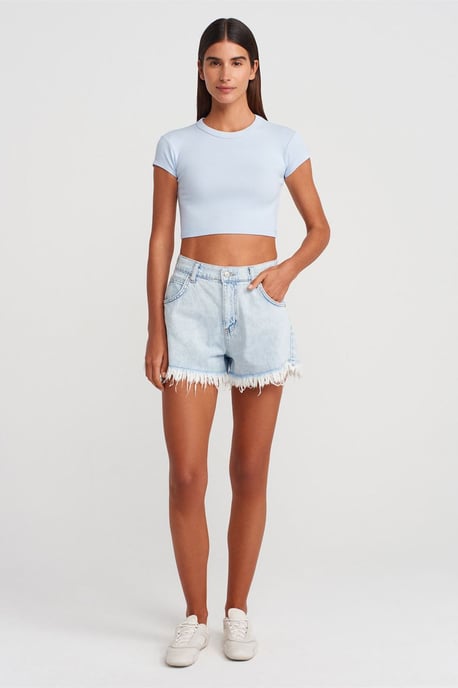 Dames Slim Fit Crop Crew Neck T-shirt - Image 4