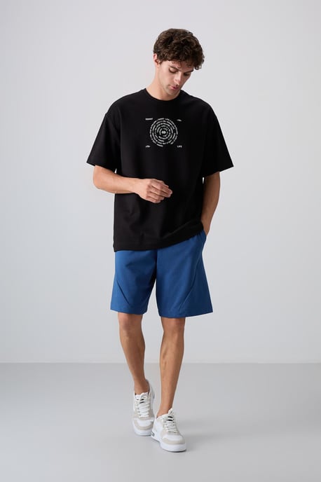 Överdimensionerad T-shirt i bomullsblandning med rund hals - Image 2