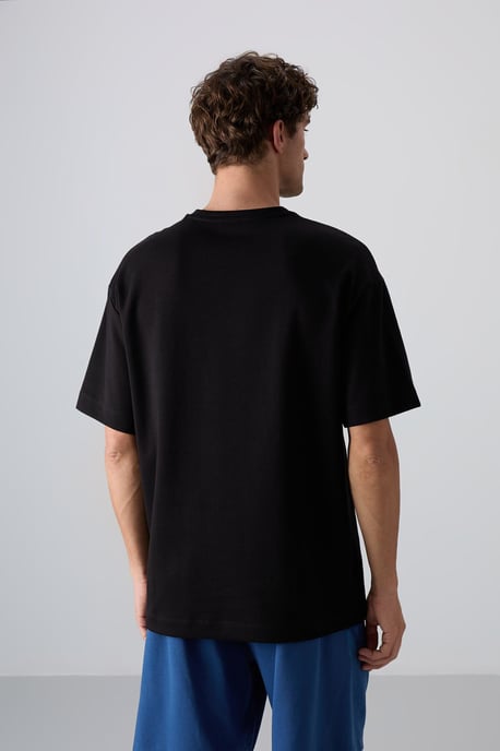 Överdimensionerad T-shirt i bomullsblandning med rund hals - Image 5