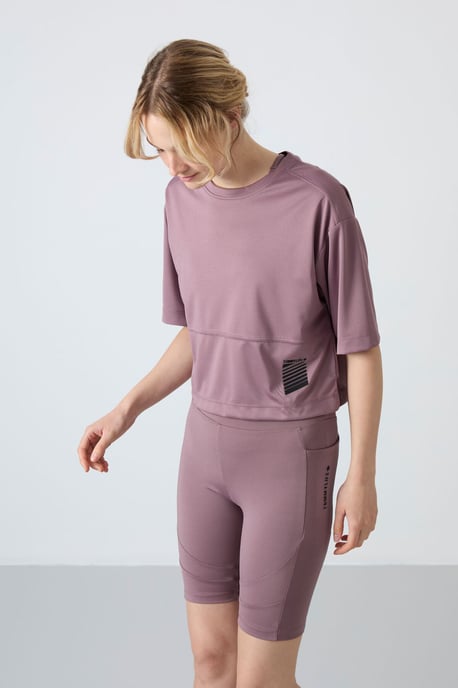 Oversized Polyester T-shirt met ronde hals en zak - Image 3